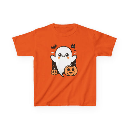 Kids Halloween Tee, Ghost Trick or Treat Top, Autumn Fun Apparel, Pumpkin Graphic Tee, Festive Kidswear