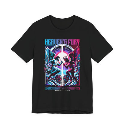 Heaven's Fury Graphic Tee — Neon Angel vs Demon Battle T-Shirt