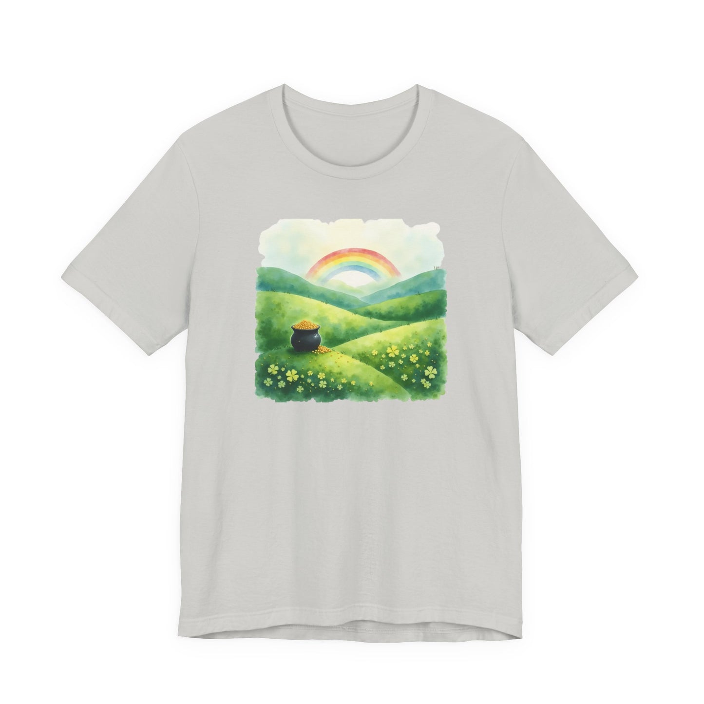 Rainbow with pot of gold, Unisex Jersey Short Sleeve Tee