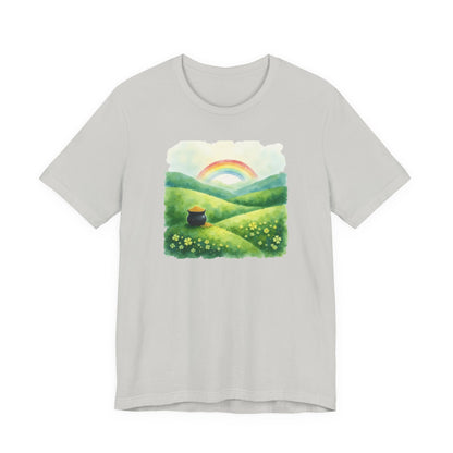 Rainbow with pot of gold, Unisex Jersey Short Sleeve Tee