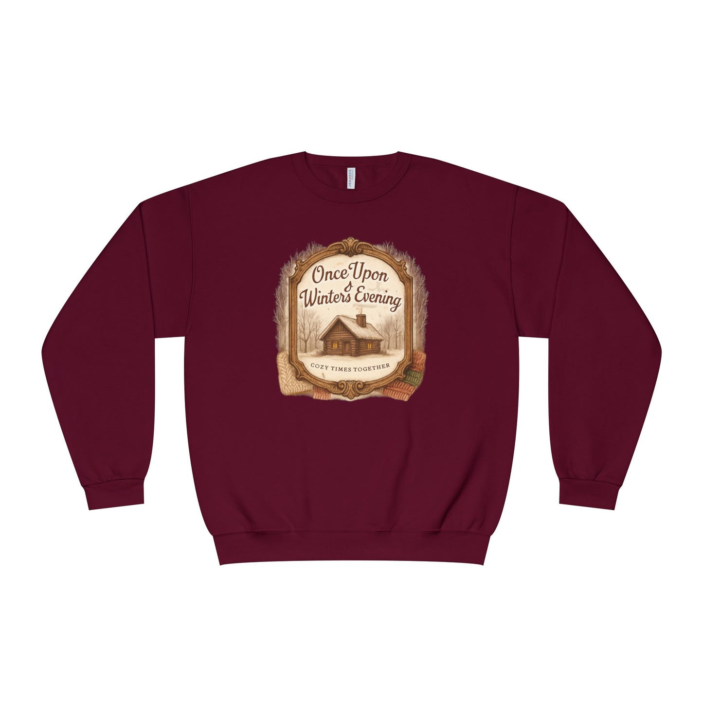 Once Upon a Winter's Cabin, Evening Sweatshirt — Cozy Vintage Holiday Crewneck