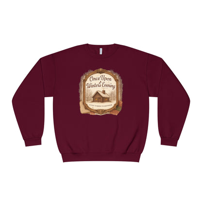 Once Upon a Winter's Cabin, Evening Sweatshirt — Cozy Vintage Holiday Crewneck
