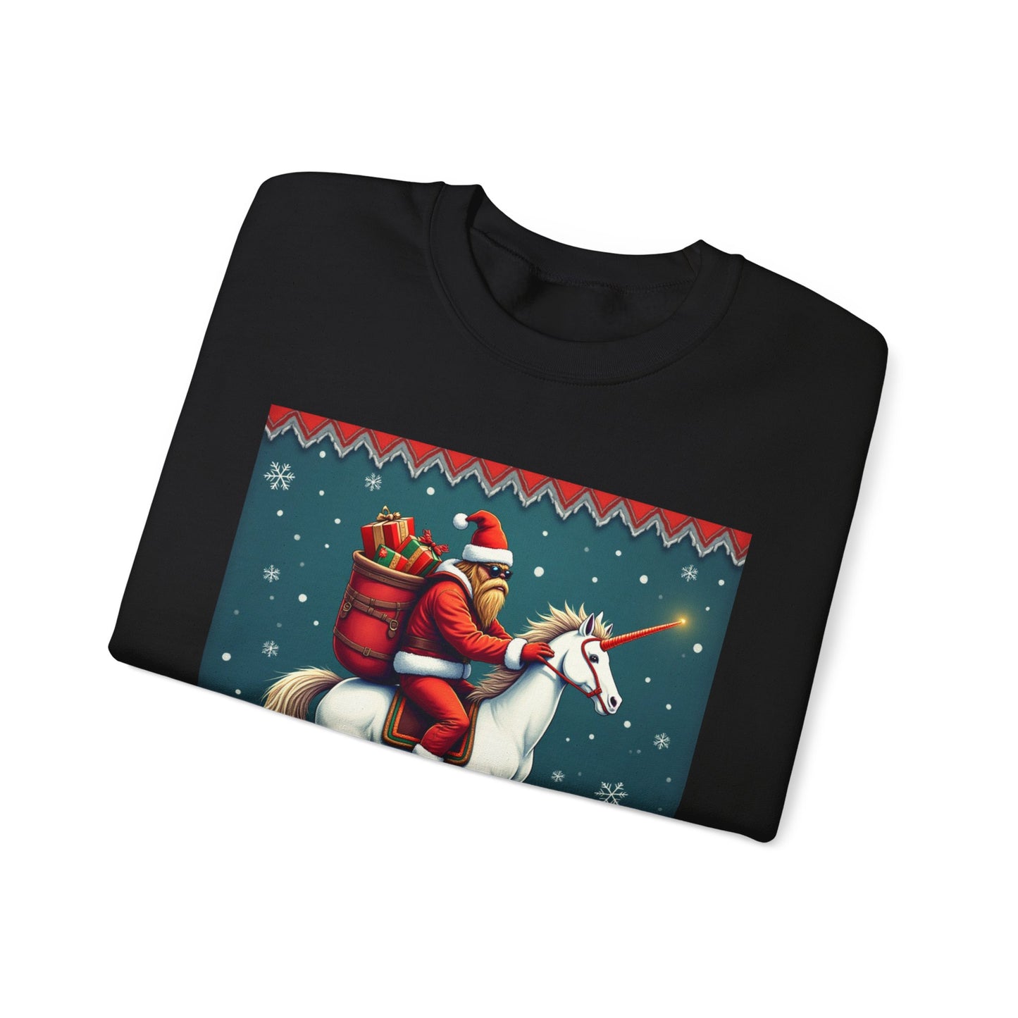 Santa Squatch on Unicorn, Unisex Heavy Blend™ Crewneck Sweatshirt