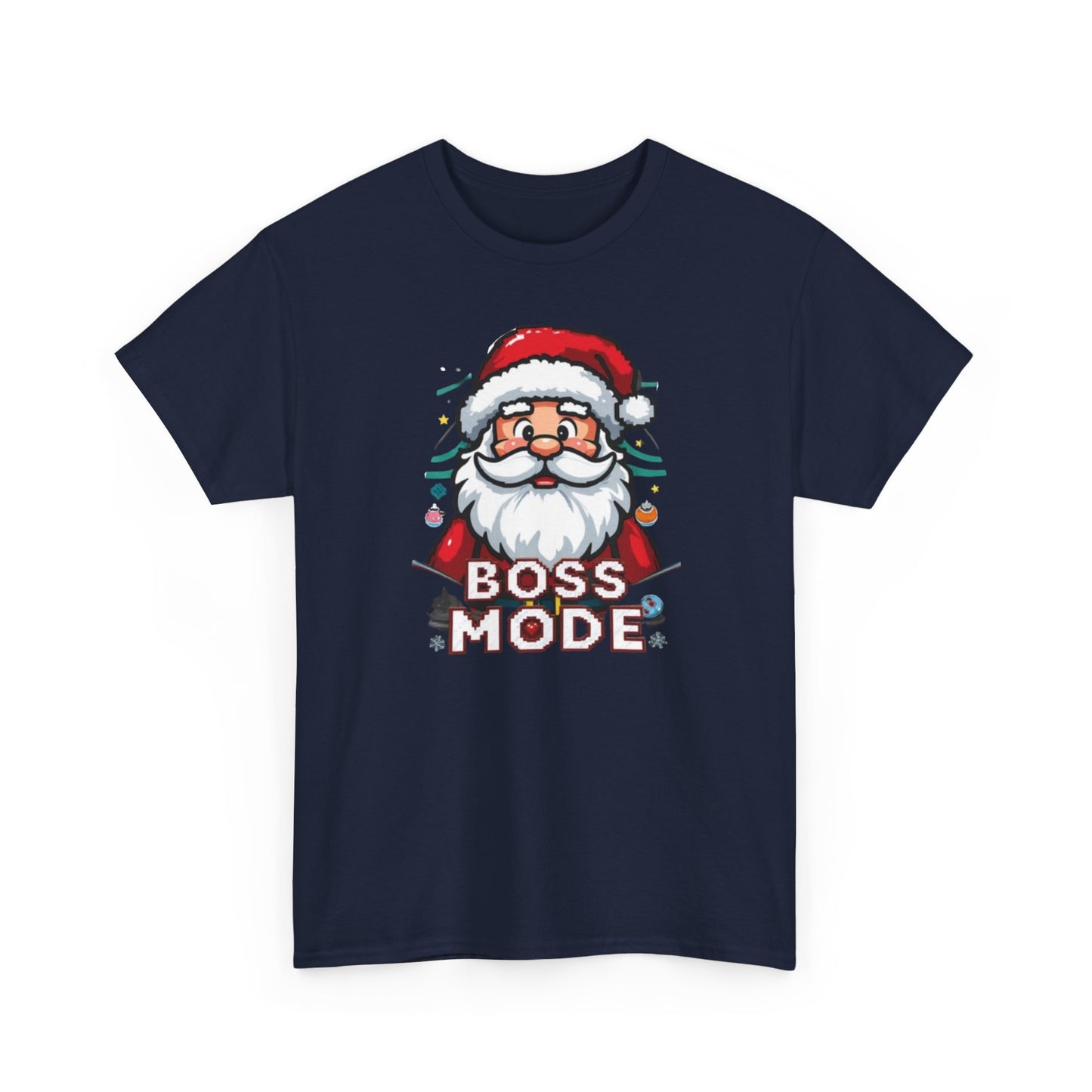 Boss Mode Santa T-Shirt — Funny Christmas Tee with 'Boss Mode' Santa Design