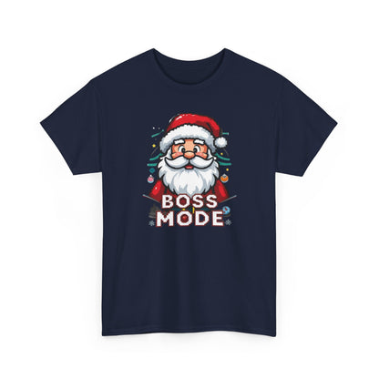 Boss Mode Santa T-Shirt — Funny Christmas Tee with 'Boss Mode' Santa Design