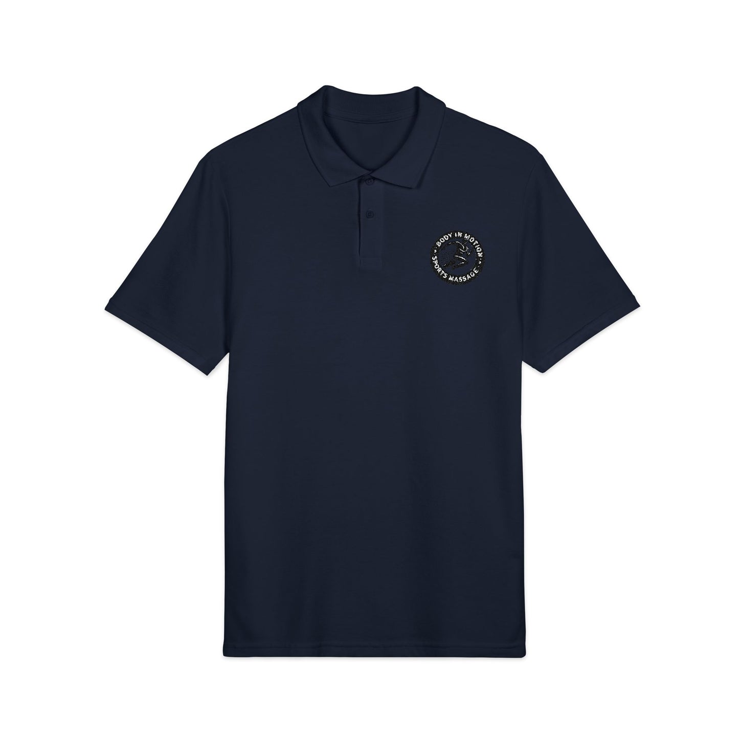 Sports Massage, Embroidered Crest Polo Shirt — Classic White Chest Logo