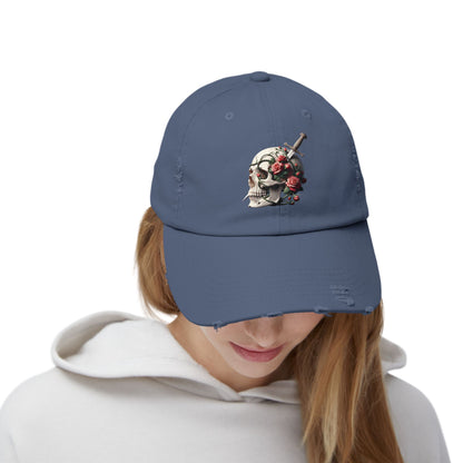 Skull rose, Unisex Distressed Cap - Psychonaut Swag