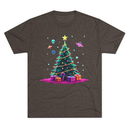 Alien visitors Christmas tree, Unisex Tri-Blend Crew Tee