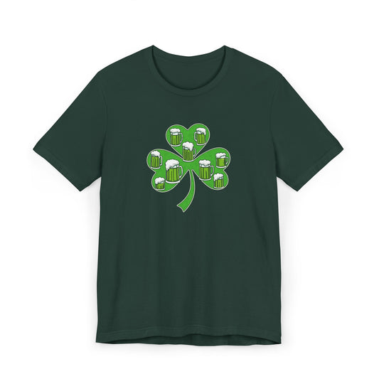 Lucky Green Beer Clover, Unisex Jersey T-Shirt