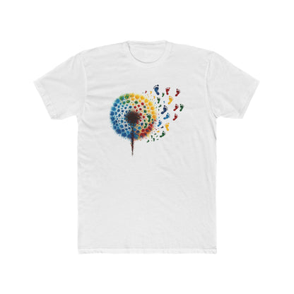 Colorful Dandelion Unisex Cotton Crew Tee, Gift for Nature Lovers, Casual Wear, Art T-Shirt, Eco-Friendly Fashion, Summer Style - Psychonaut Swag