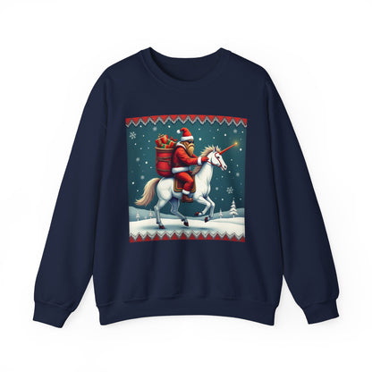 Santa Squatch on Unicorn, Unisex Heavy Blend™ Crewneck Sweatshirt
