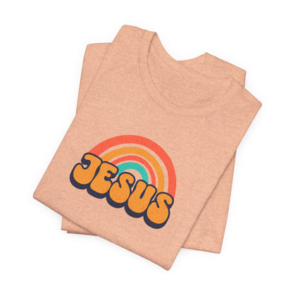 Jesus Rainbow T-Shirt — Retro Christian Faith Tee