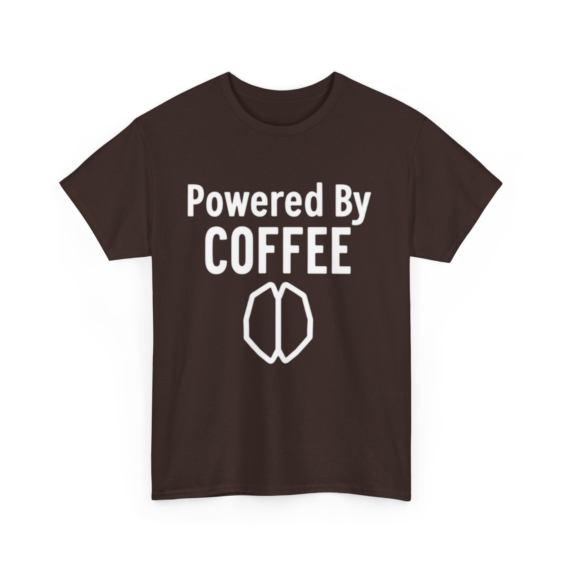 Powered By Coffee Unisex Heavy Cotton Tee, Funny Coffee Lover Shirt, Gift for Barista, Casual Wear, Perfect for Birthdays, Everyday Use - Psychonaut Swag