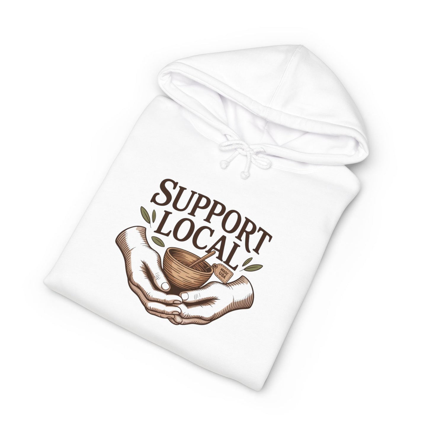 Support Local Hoodie — Vintage Hands & Heart Graphic Hooded Sweatshirt
