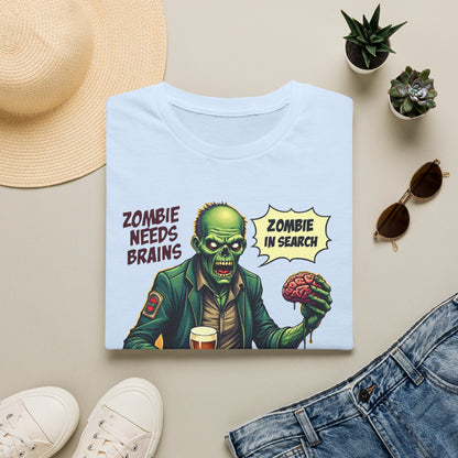 Zombie Needs Brains T-Shirt – Retro Comic Horror Graphic Tee