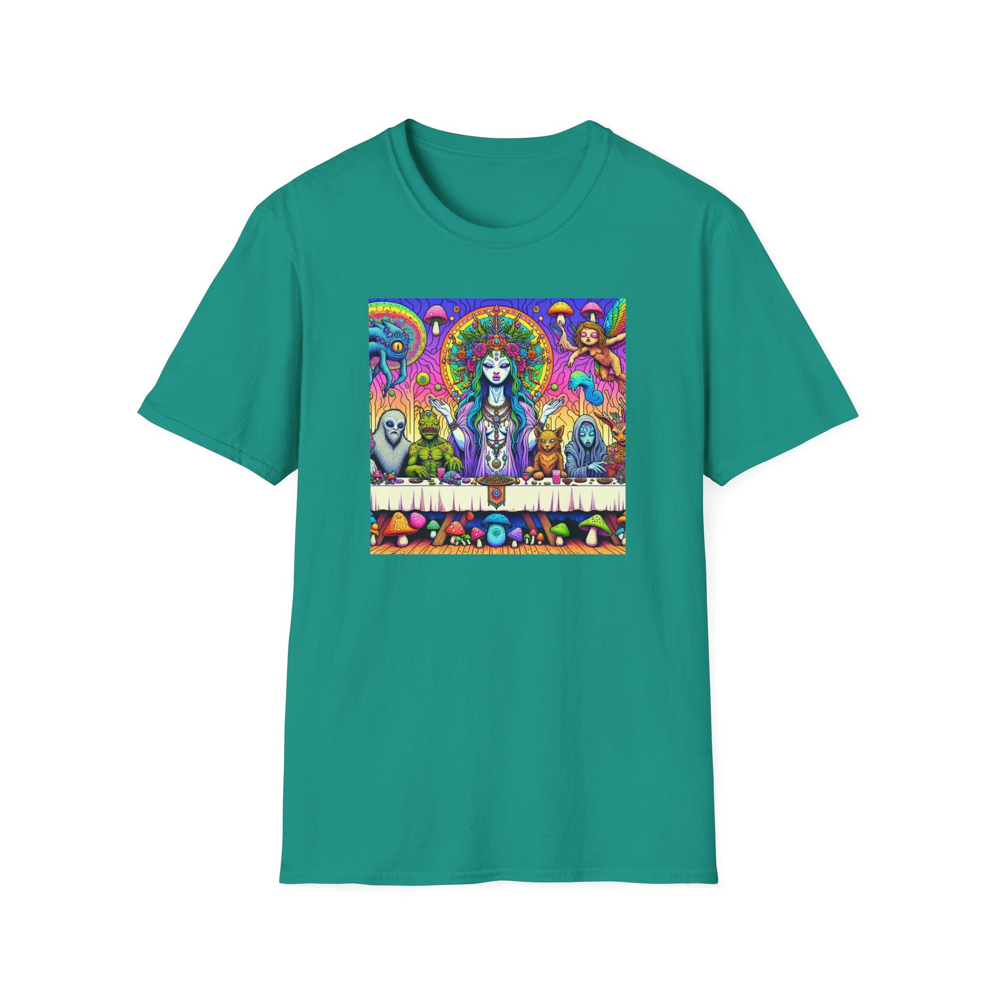 Mushroom Last Supper, Unisex Softstyle T-Shirt - Psychonaut Swag
