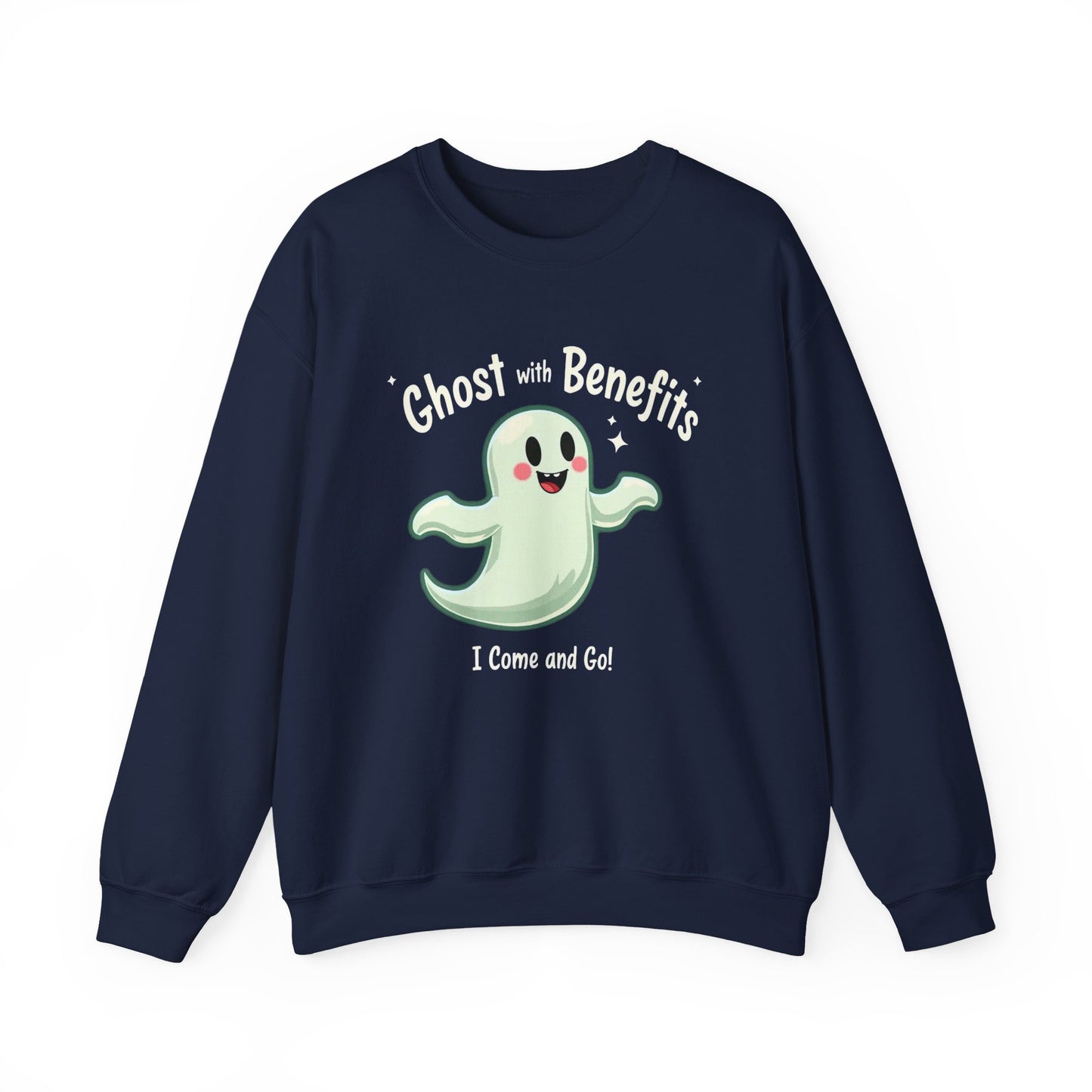Ghost with Benefits Crewneck Sweatshirt — Cute Halloween Ghost Graphic