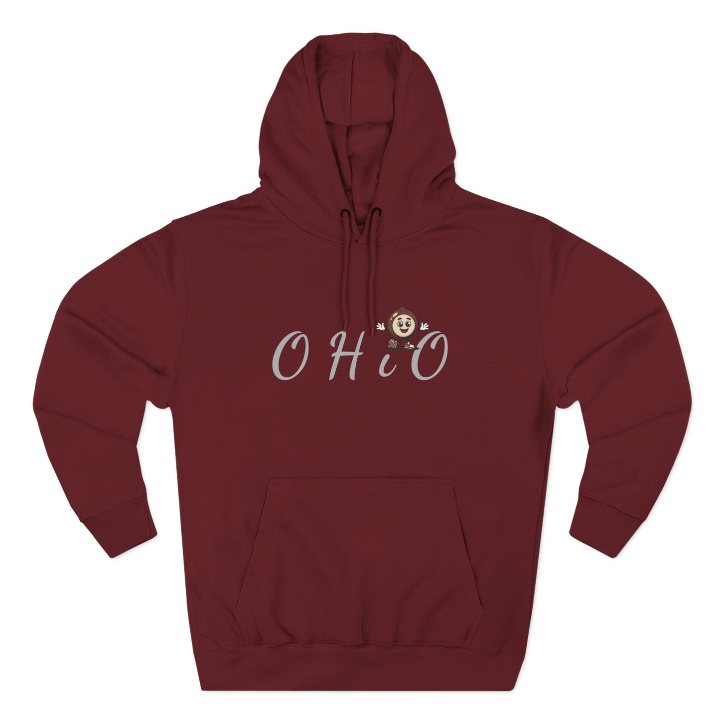 Ohio Script Hoodie with Cute Buckeye Mascot