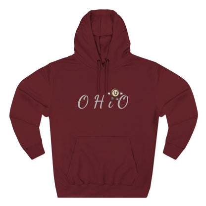 Ohio Script Hoodie with Cute Buckeye Mascot