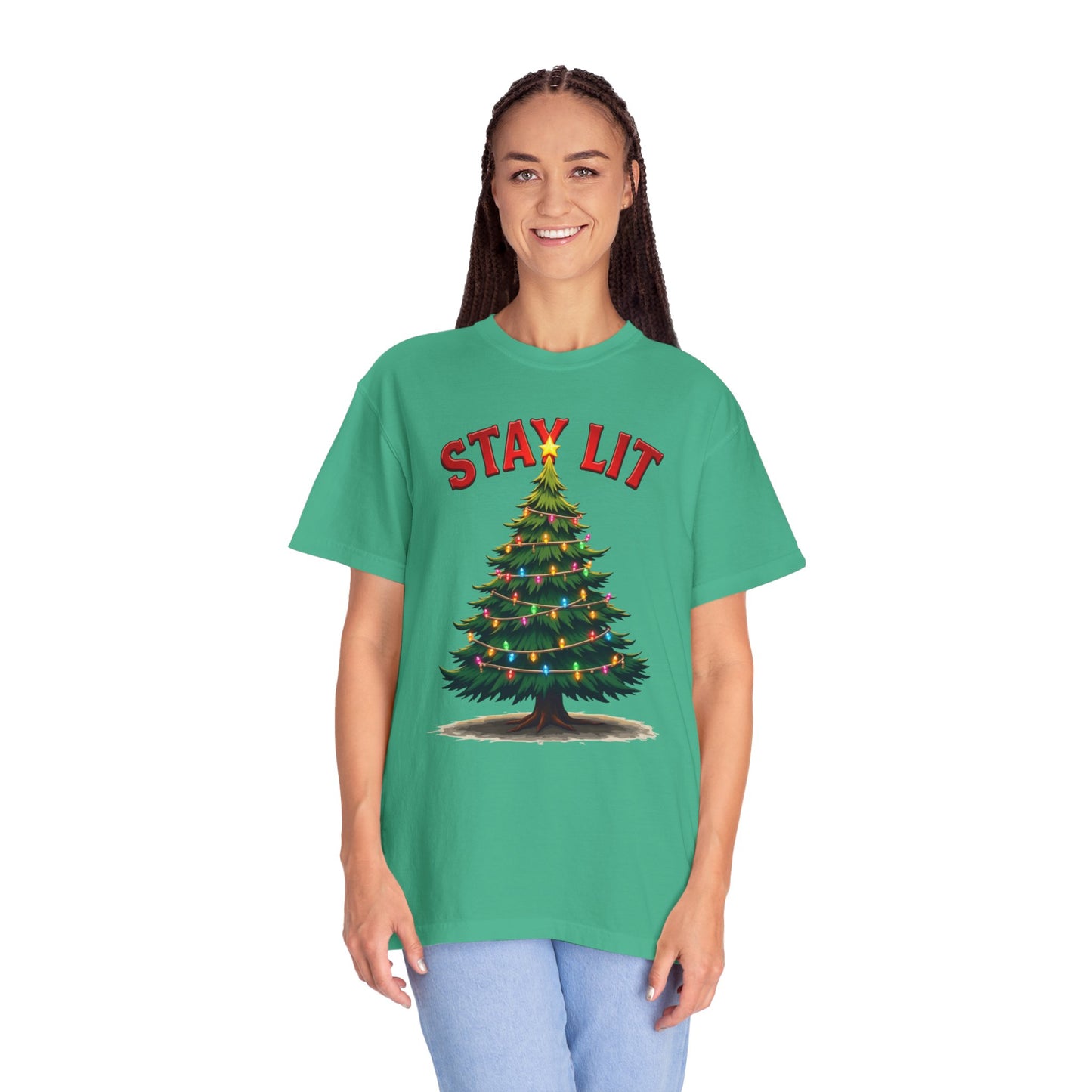 Stay Lit Christmas T-Shirt — Festive Holiday Tree Graphic Tee