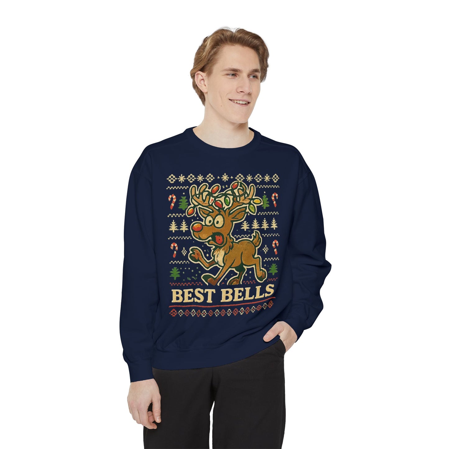 Best Bells Reindeer Sweatshirt Unisex Garment-Dyed Sweatshirt