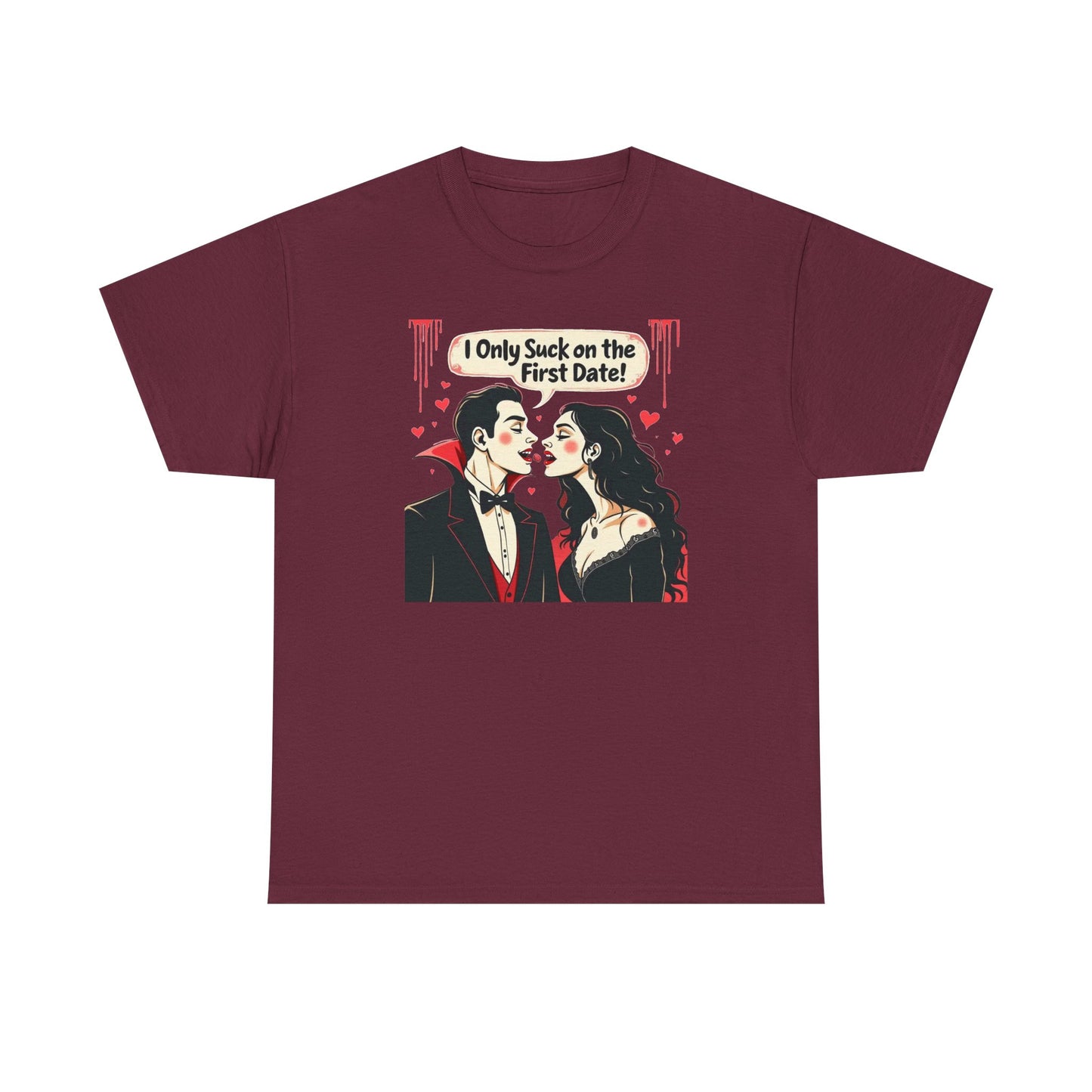 Vampire Couple Tee — "I Only Suck on the First Date" Gothic Graphic T-Shirt