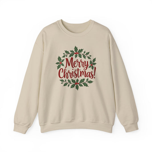 MERRY CHRISTMAS wreath, Crewneck Sweatshirt