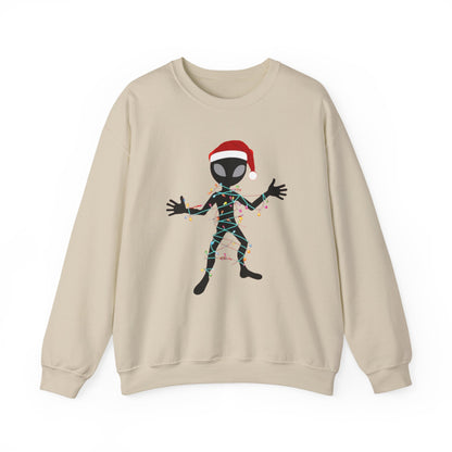 Alien Wrapped in Christmas Lights Sweatshirt — Holiday Ugly Sweater Tee