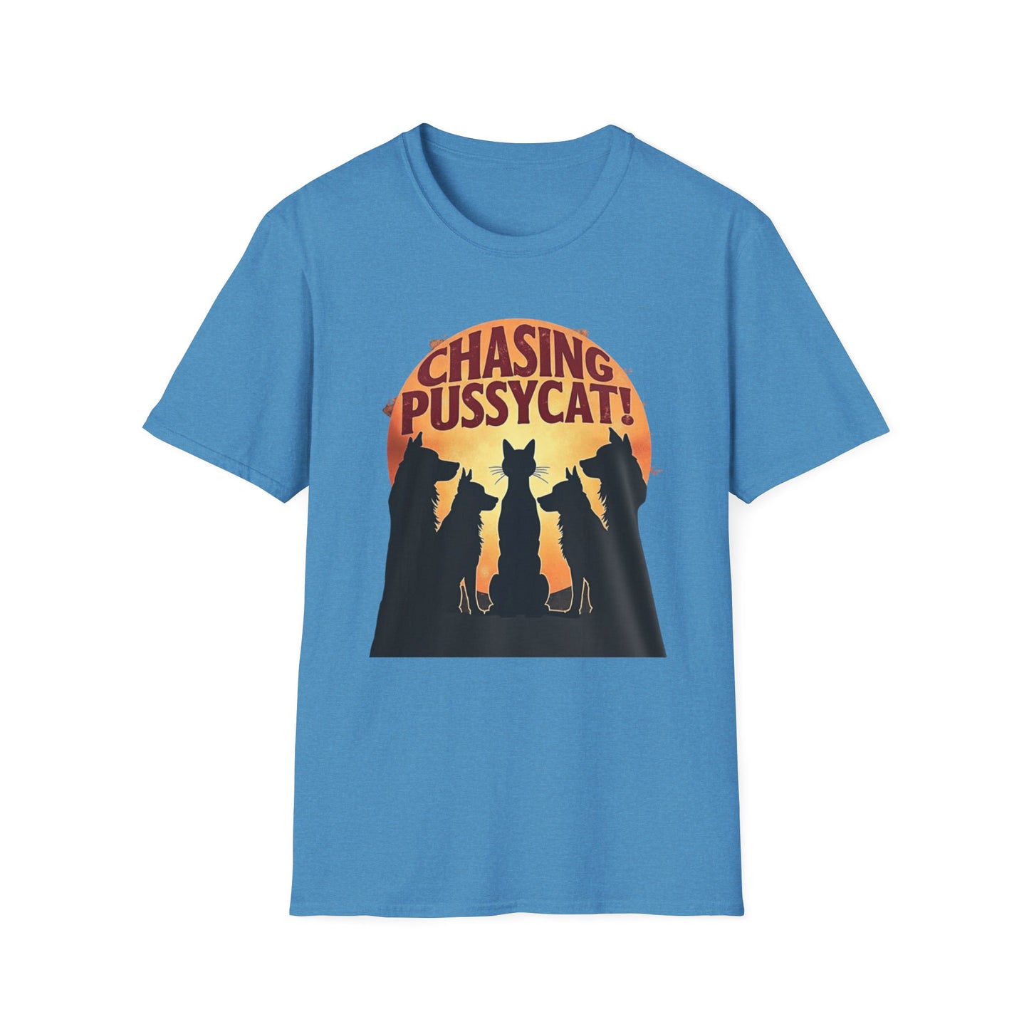 Chasing Pussycat Unisex Softstyle T-Shirt, Fun Cat Lovers Tee, Gift for Animal Enthusiasts, Quirky Casual Wear, Perfect for Festivals [...] - Psychonaut Swag
