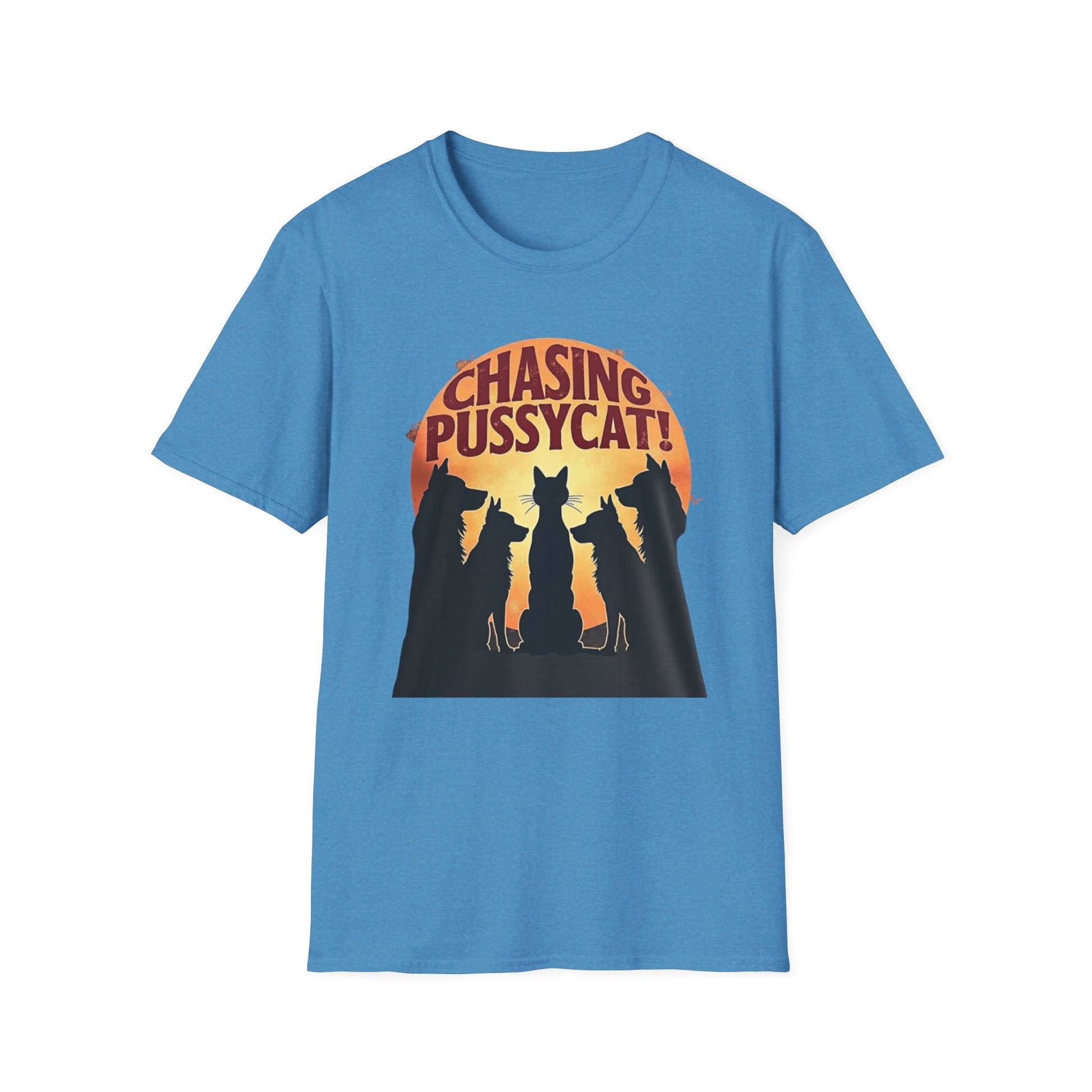 Chasing Pussycat Unisex Softstyle T-Shirt, Fun Cat Lovers Tee, Gift for Animal Enthusiasts, Quirky Casual Wear, Perfect for Festivals [...] - Psychonaut Swag