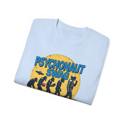 Psychonaut Evolution of Man Sunset, Unisex Tee, Retro Graphic T-Shirt, Music Festival Attire, Gift for Gamers, Casual Streetwear