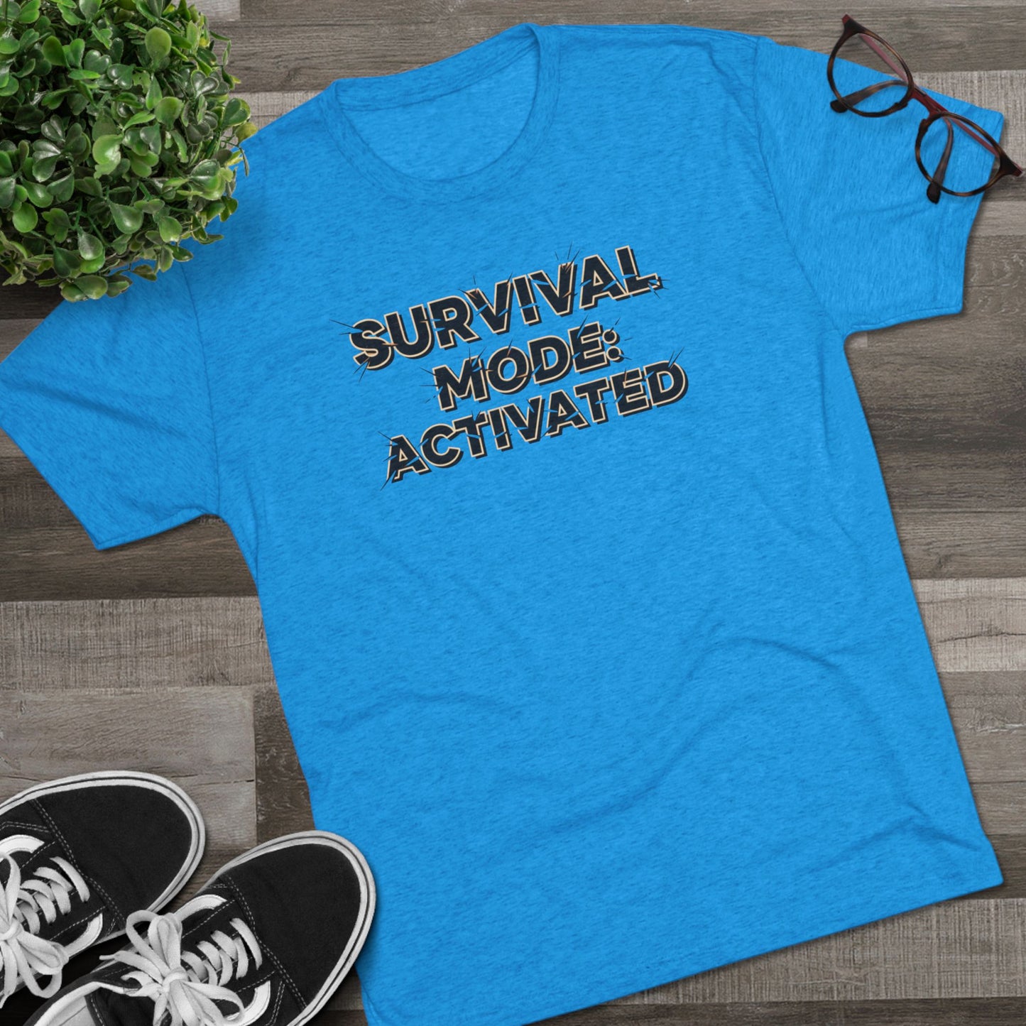 Survival Mode Activated T-Shirt — Camo Text Graphic Tee