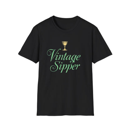 Vintage Sipper Unisex Softstyle T-Shirt, Casual Wear, Gift for Wine Lovers, Bar Night, Vintage Inspired Apparel - Psychonaut Swag