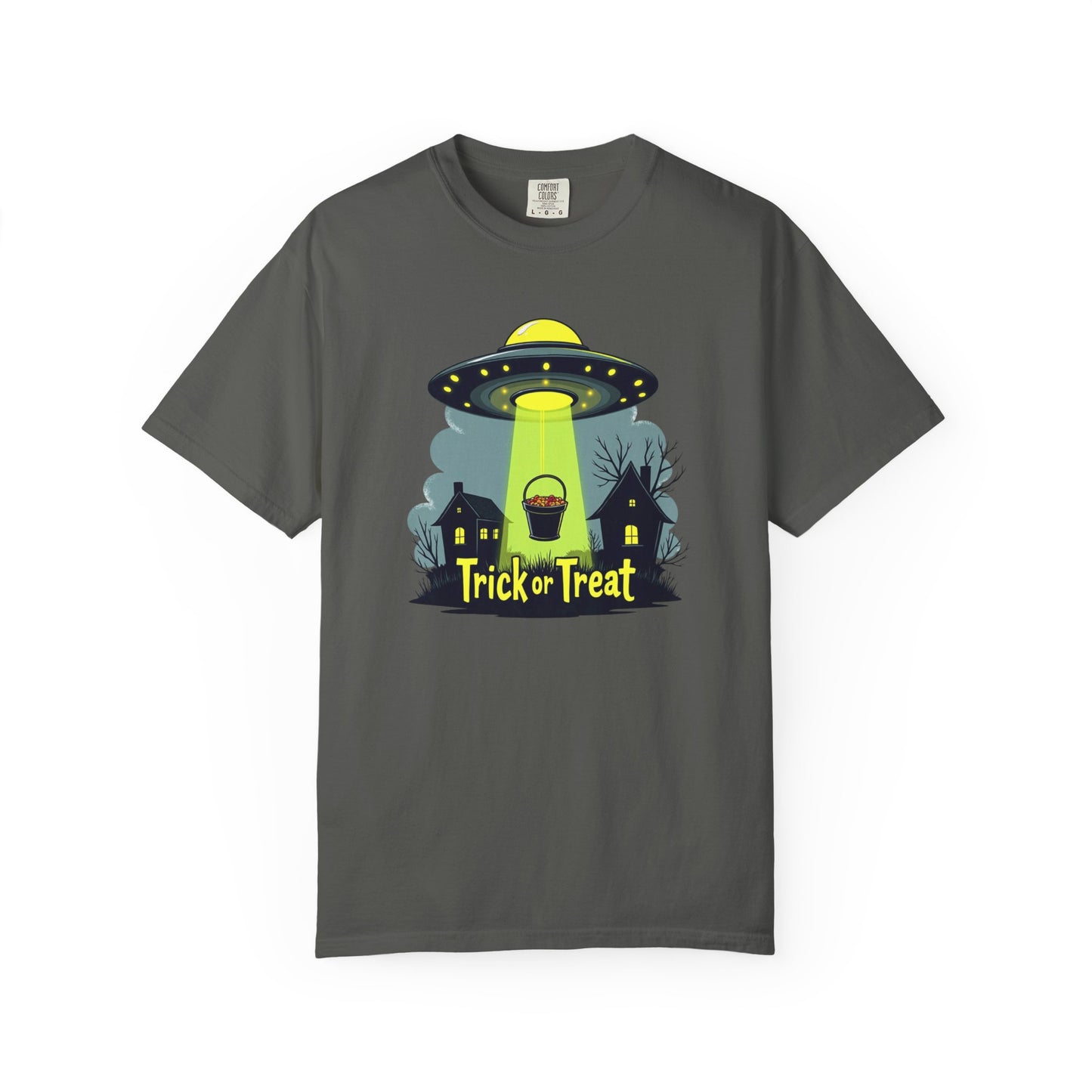 Halloween UFO Trick or Treat T-Shirt — Alien Abduction Spooky Tee