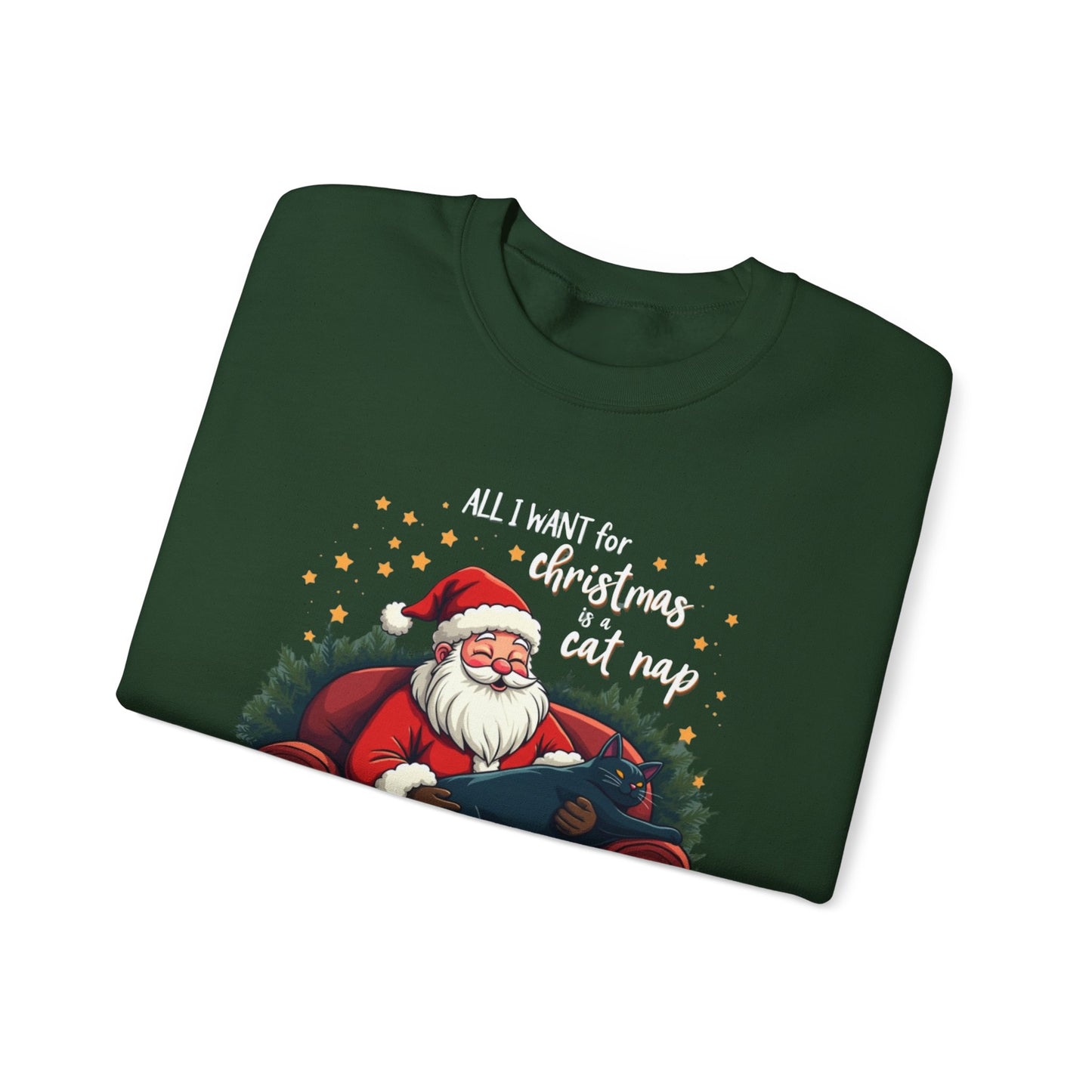 Christmas Cat Nap Sweatshirt – Santa Relaxing on Armchair