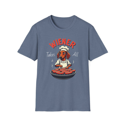Wiener takes all, Dog Humor T-Shirt, Funny Pet Lover Gift, Cute Dog Tee, Unisex Funny Shirt, Dog Lover's Apparel - Psychonaut Swag
