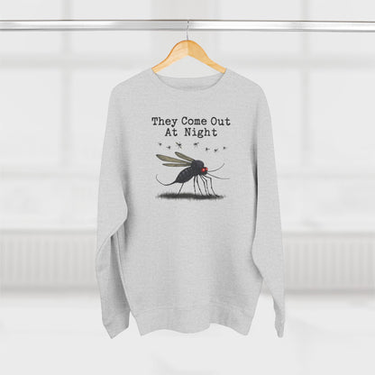 Mosquito, They come out at night, Cozy Nighttime Crewneck Sweatshirt, perfect for casual wear, gift for nature lovers, cozy evenings, Halloween, spooky season, graphic [...] - Psychonaut Swag