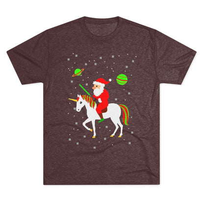Christmas Space Santa Riding Unicorn T‑Shirt
