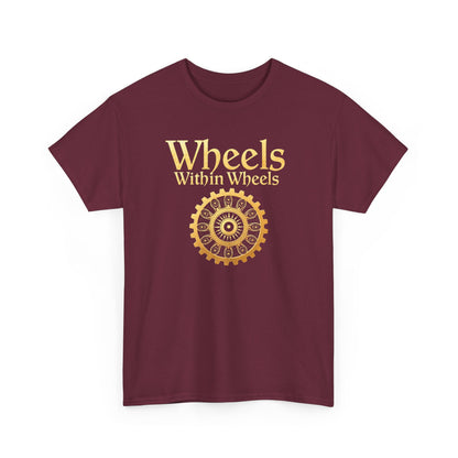 Wheels within wheels, Unisex Heavy Cotton Tee, Casual Wear, Gift for Cyclists, Graphic T-Shirt, Birthday Gift, Summer Style - Psychonaut Swag