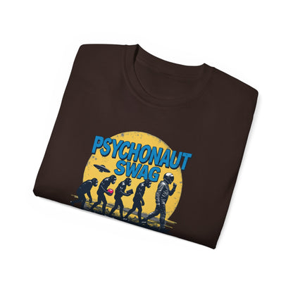 Psychonaut Evolution of Man Sunset, Unisex Tee, Retro Graphic T-Shirt, Music Festival Attire, Gift for Gamers, Casual Streetwear