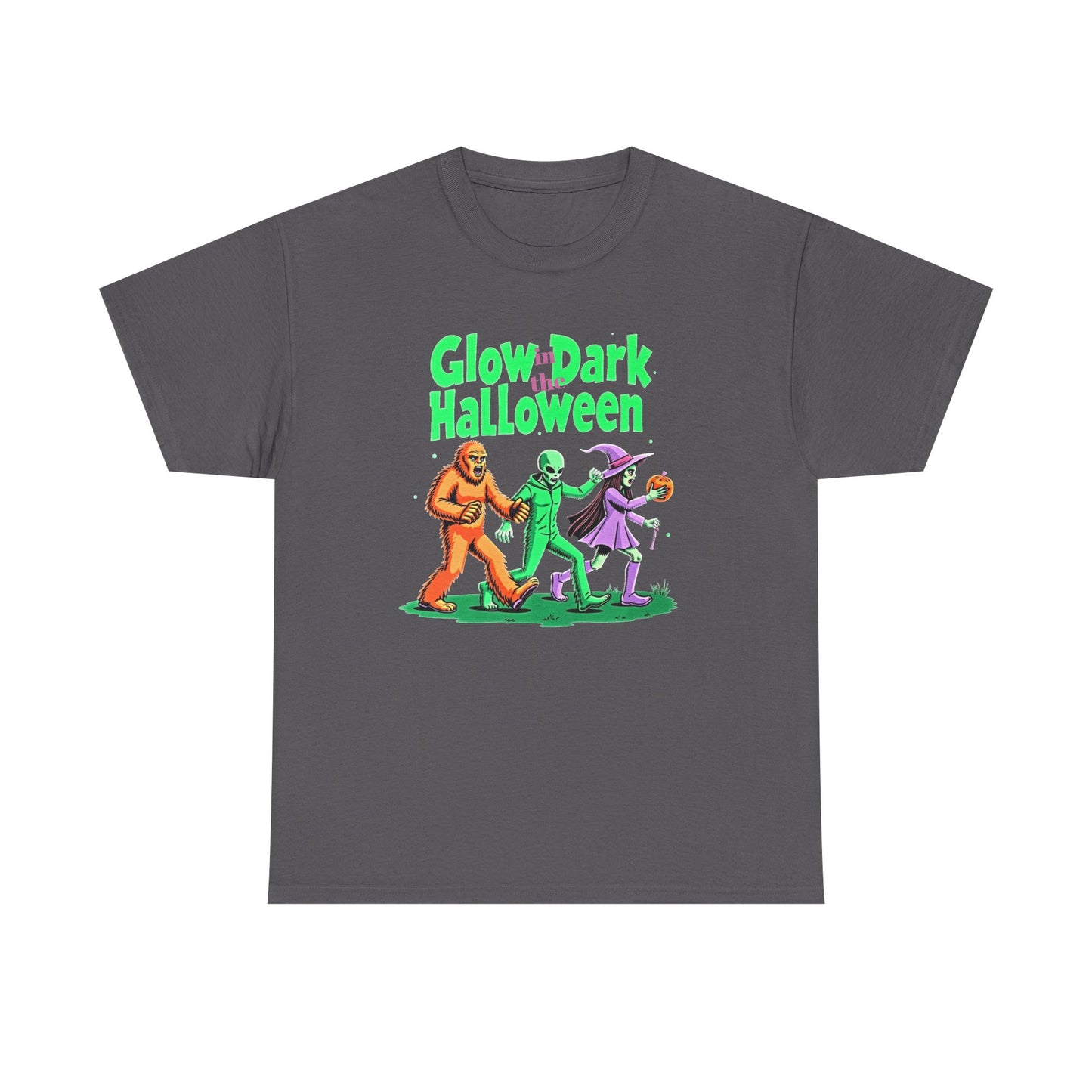 Retro Halloween Tee — Bigfoot, Alien, Witch, Trick-or-Treating Graphic T-Shirt