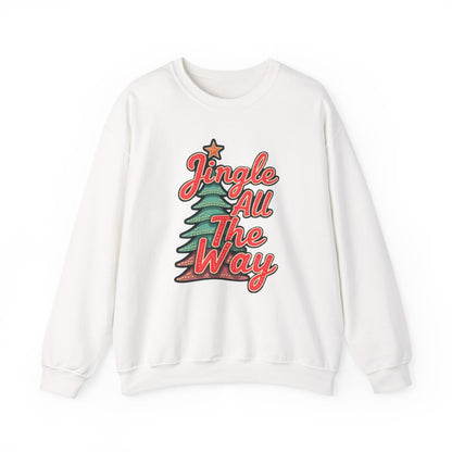 Christmas Sweatshirt — "Jingle All The Way" Retro Tree Holiday Crewneck