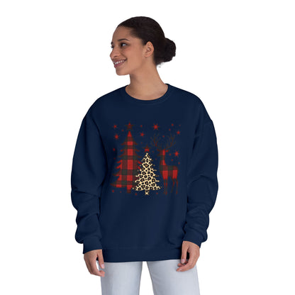 Christmas Buffalo Plaid Trees & Reindeer Crewneck Sweatshirt