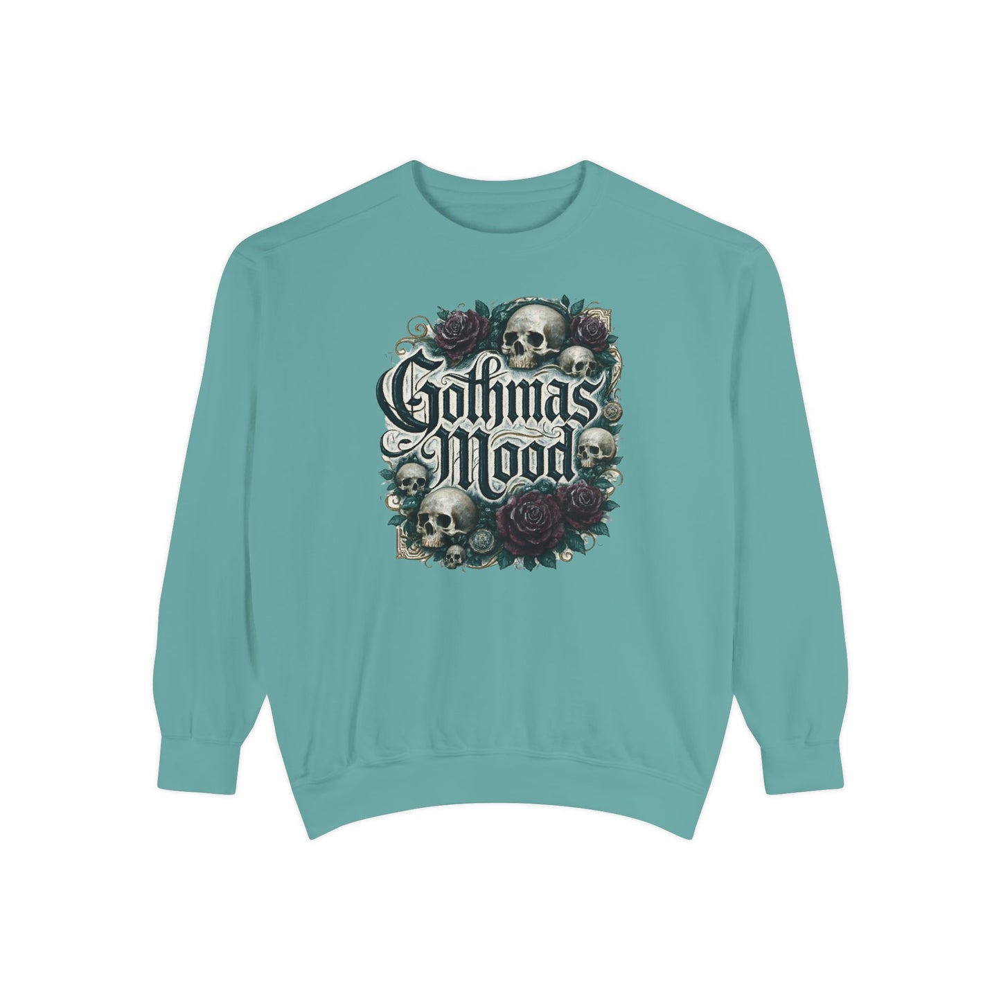 Gothmas Mood Sweatshirt — Gothic Skull & Roses Holiday Pullover