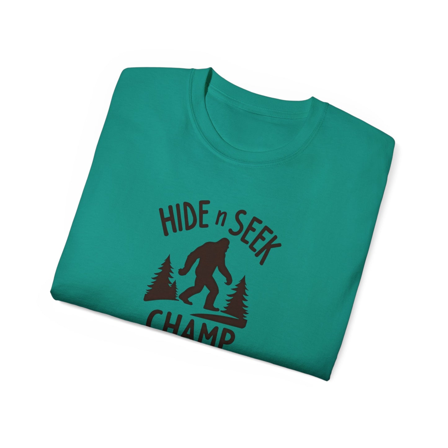 Hide n Seek Champ T-Shirt — Funny Bigfoot Sasquatch Tee
