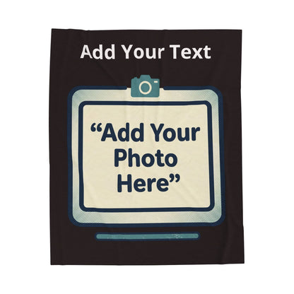 Custom Photo Velveteen Plush Blanket — Personalized Image & Text Gift for Birthdays, Holidays, Graduations
