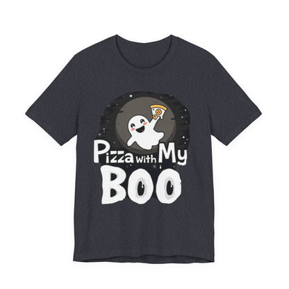 Ghost Pizza Boo Tee - Unisex Jersey Short Sleeve T-Shirt, Funny Halloween Shirt, Spooky Costume, Ghost Lover Gift, October Celebration