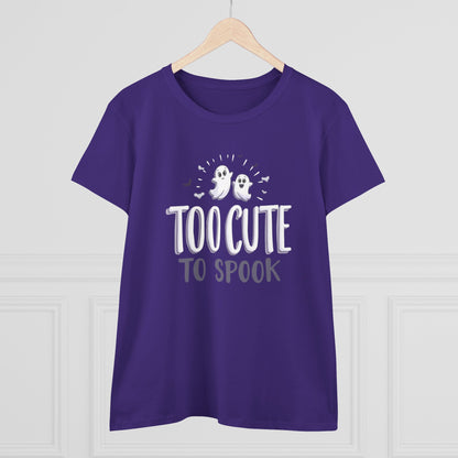 Too Cute to Spook Women's Cotton Tee, Halloween T-Shirt, Ghostly Graphic Tee, Casual Fall Apparel, Fun Halloween Outfit