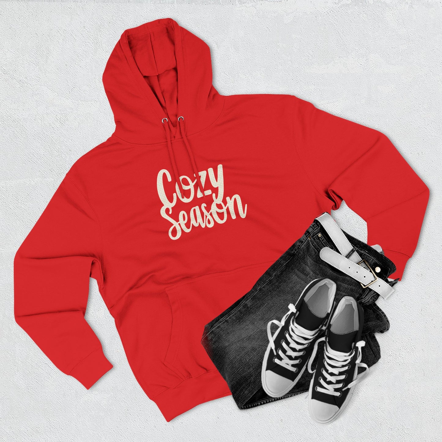 Cozy Season Hoodie — Soft Fleece Pullover with Script Graphic