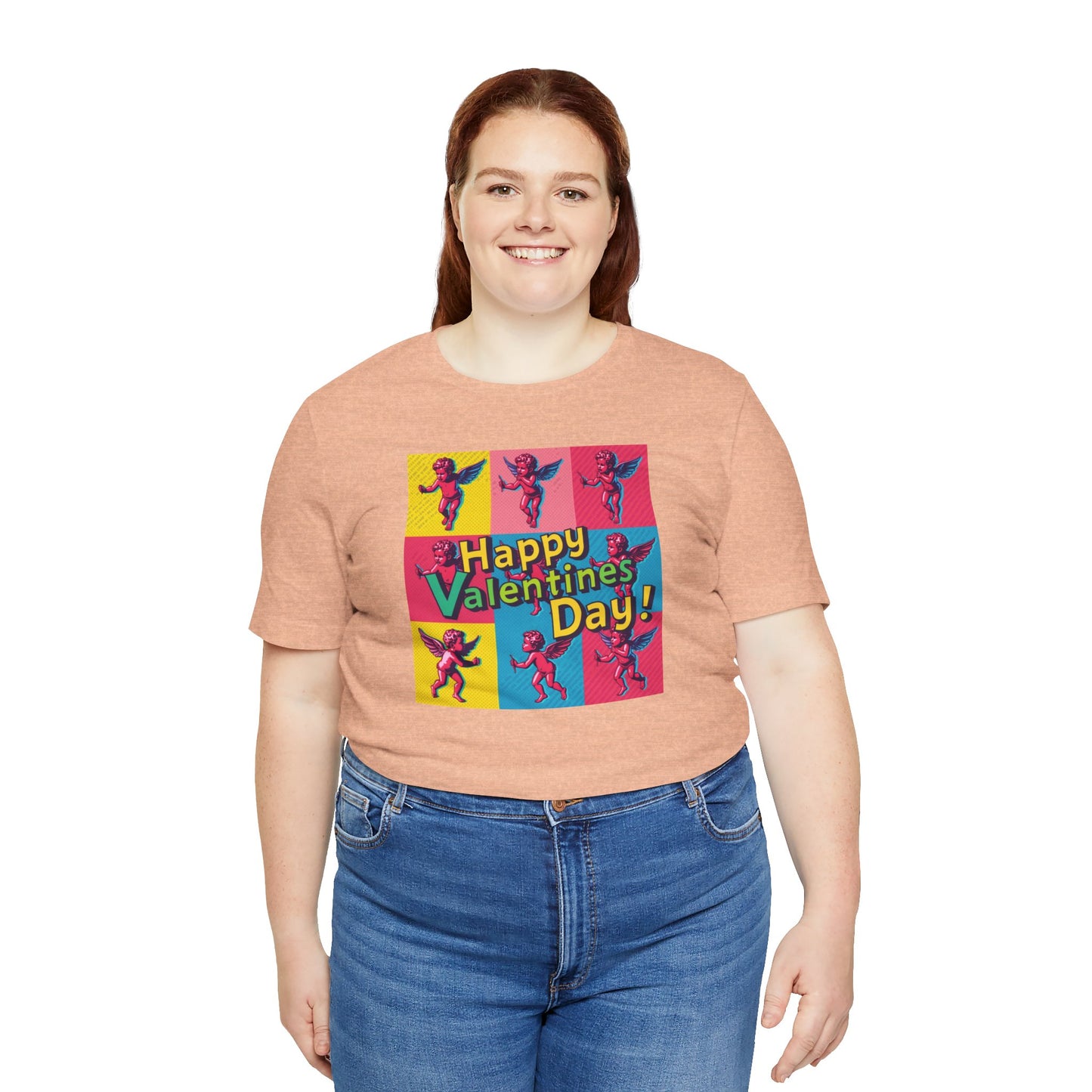 Valentine's Day Pop Art Tee — "Happy Valentine's Day!" Cupid Graphic Shirt
